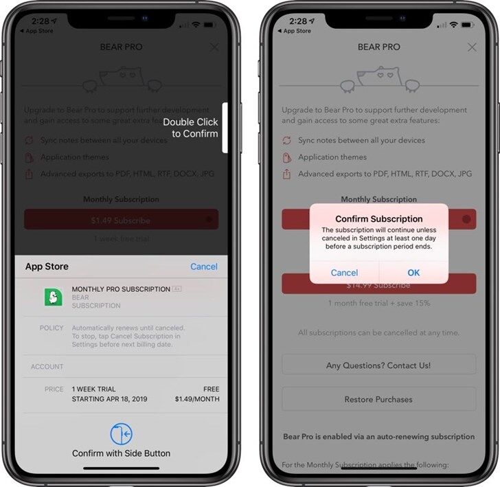 小改进，苹果iOS App订阅新增提醒及确认步骤